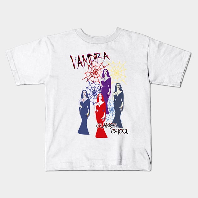 Vampira Glamor Ghoul Kids T-Shirt by RoxanneG